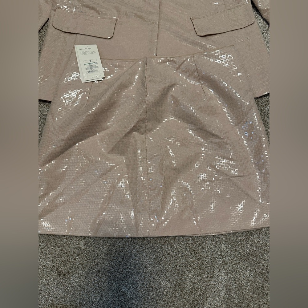 NWT Target Sequin Blazer Jacket - tan with‎ skirt - Picture 6 of 8